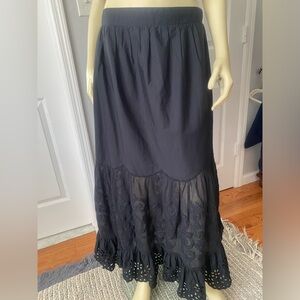 Abercrombie & Fitch Black Tiered Maxi Skirt with Eyelet Hem/ Size Medium